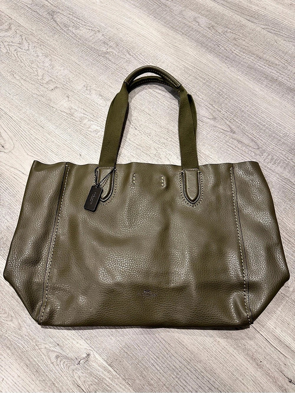 Coach Leather-Style Tote in Green